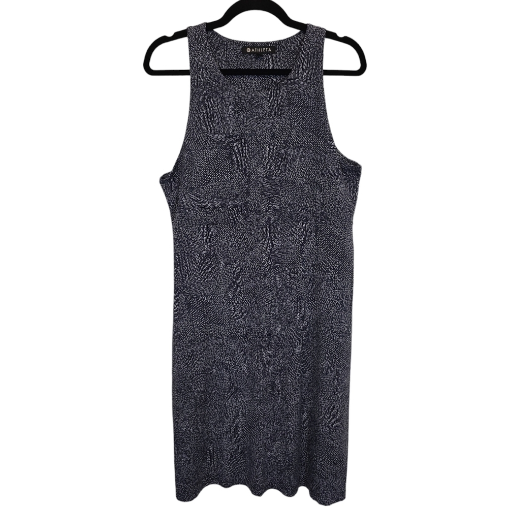 Athleta Large Modal Blend Stretchy Santorini Thera Print High Neck Beach Dress